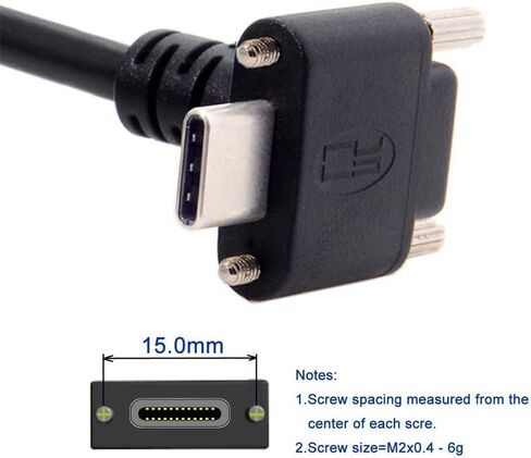 JSER Down Up Angled USB 3.1 Type-C Dual Screw Locking to Standard USB3.0 Data Cable 90 Degree Compatible for Camera (3.0M) in Kuwait
