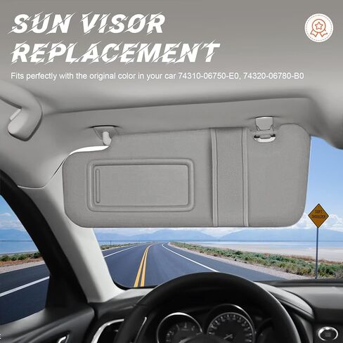 Gray Driver Left Side Sun Visor Replacement Compatible with 2007 2008 2009 2010 2011 Toyota Camry Without Sunroof Replace 74320-06780-B0, 74320-33B81-B0 in Saudi Arabia