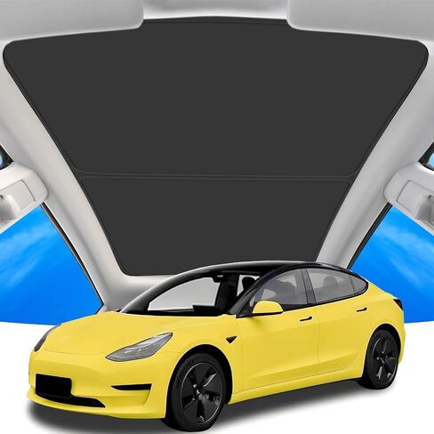 2025 Latest Tesla Model Y Sunshade Roof【Blocks 99% UV, Never Sag!】Magnetic Nano Ice-Crystal Coatings Glass Roof Sun Shade, Heat Insulation Light-Tight Sunshade Accessories for Tesla Model Y 2020-2024 in Saudi Arabia