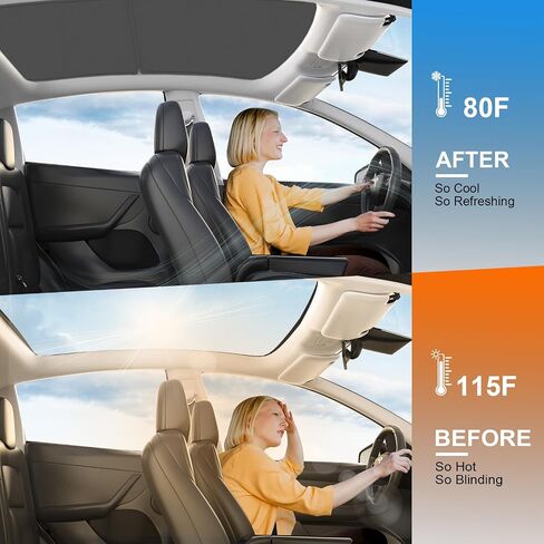 2025 Latest Tesla Model Y Sunshade Roof【Blocks 99% UV, Never Sag!】Magnetic Nano Ice-Crystal Coatings Glass Roof Sun Shade, Heat Insulation Light-Tight Sunshade Accessories for Tesla Model Y 2020-2024 in Saudi Arabia