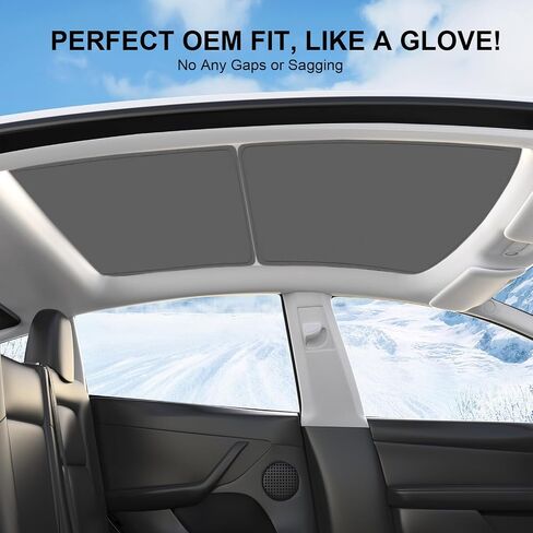 2025 Latest Tesla Model Y Sunshade Roof【Blocks 99% UV, Never Sag!】Magnetic Nano Ice-Crystal Coatings Glass Roof Sun Shade, Heat Insulation Light-Tight Sunshade Accessories for Tesla Model Y 2020-2024 in Saudi Arabia