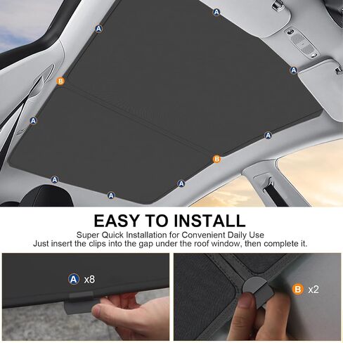 2025 Latest Tesla Model Y Sunshade Roof【Blocks 99% UV, Never Sag!】Magnetic Nano Ice-Crystal Coatings Glass Roof Sun Shade, Heat Insulation Light-Tight Sunshade Accessories for Tesla Model Y 2020-2024 in Saudi Arabia