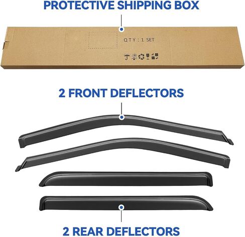 Window Visors Rain Guards for 1997-2003 Chevy Malibu, Out-Channel Window Vent Wind Deflectors Visors Shades for 1997 1998 1999 Oldsmobile Cutlass Sedan in Kuwait
