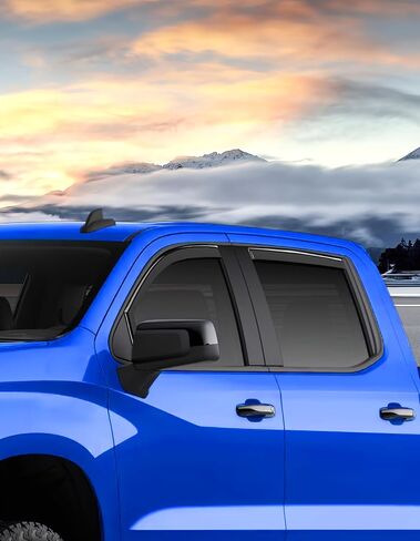 حراس المطر في القناة يناسبون تشيفي سيلفرادو/GMC Sierra 1500 2019-2025 Crew Cab Extra Window Windows Depants Days Valsors Agensive Car Accessories Fongors Rain Guards -4 PCs in Kuwait