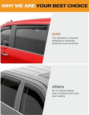 حراس المطر في القناة يناسبون تشيفي سيلفرادو/GMC Sierra 1500 2019-2025 Crew Cab Extra Window Windows Depants Days Valsors Agensive Car Accessories Fongors Rain Guards -4 PCs in Kuwait