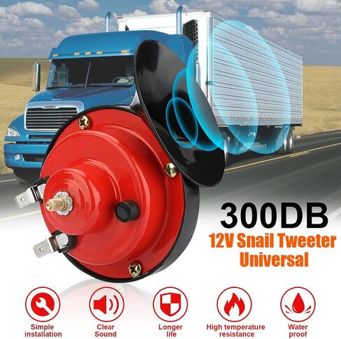2pcs 300db قرون قطار سوبر بصوت عالٍ ، 12 فولت مقاوم للماء ، أدوات استبدال الهواء ، قرن سيارة كهربائية مزدوجة ، إكسسوارات السيارات العالمية للسيارة ، دراجة نارية ، شاحنة ، دراجة ، قارب (أحمر) in Kuwait