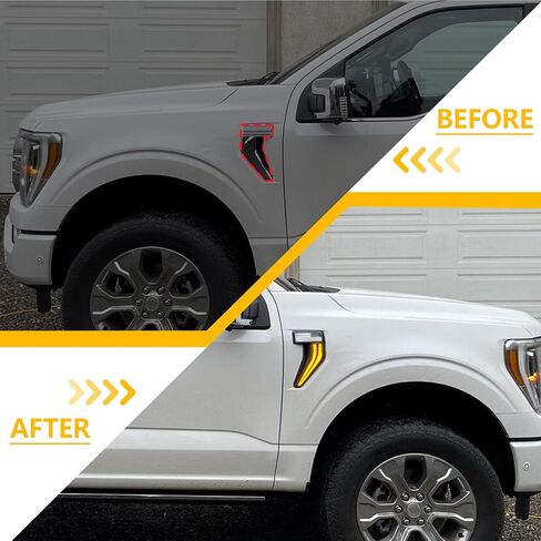 Fender Vent for F150 2021-2024 Fender Emblems Front Fender Badge Side Vent Cover for F150 Accessories XL XLT Lariat Limited Platinum, 1 Pair (21F150-Vents-Led) in Saudi Arabia