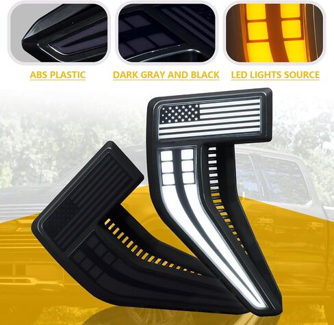 Fender Vent for F150 2021-2024 Fender Emblems Front Fender Badge Side Vent Cover for F150 Accessories XL XLT Lariat Limited Platinum, 1 Pair (21F150-Vents-Led) in Saudi Arabia