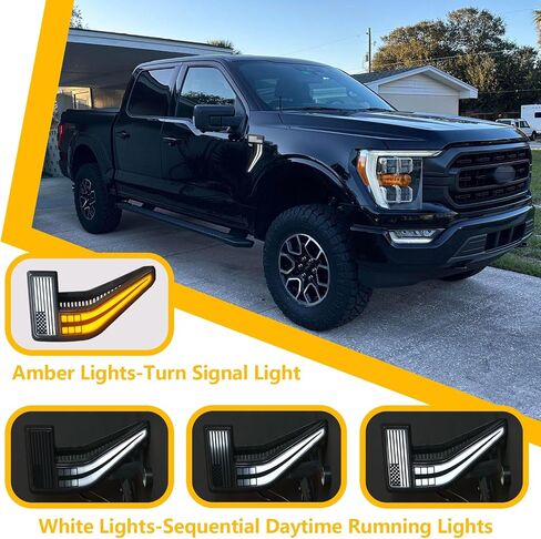 Fender Vent for F150 2021-2024 Fender Emblems Front Fender Badge Side Vent Cover for F150 Accessories XL XLT Lariat Limited Platinum, 1 Pair (21F150-Vents-Led) in Saudi Arabia