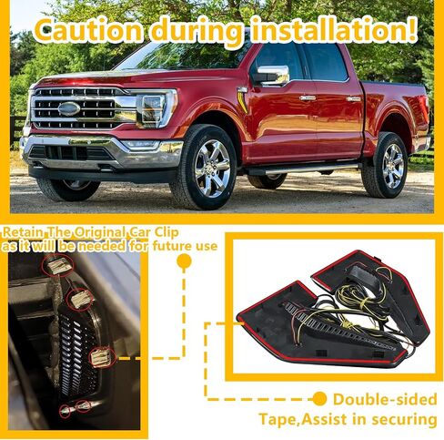 Fender Vent for F150 2021-2024 Fender Emblems Front Fender Badge Side Vent Cover for F150 Accessories XL XLT Lariat Limited Platinum, 1 Pair (21F150-Vents-Led) in Saudi Arabia