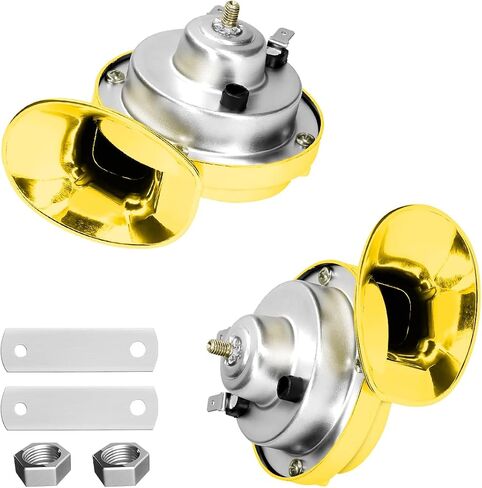 2pcs 300db قرون قطار سوبر بصوت عالٍ ، 12 فولت مقاوم للماء ، أدوات استبدال الهواء ، قرن سيارة كهربائية مزدوجة ، إكسسوارات السيارات العالمية للسيارة ، دراجة نارية ، شاحنة ، دراجة ، قارب (أحمر) in Kuwait