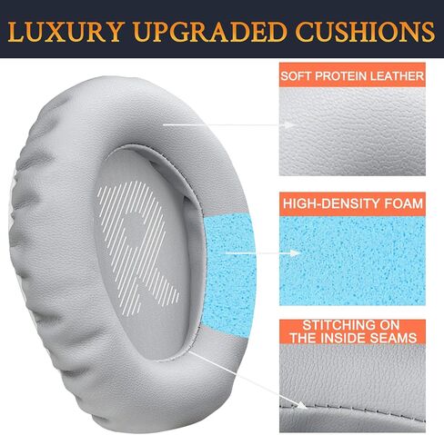 SOULWIT Professional Replacement Earpads Cushions for JBL Quantum 100/100X/100P/100M2 (Q100/Q100X/Q100P/Q100M2), Quantum 350 (Q350) Headphones, Ear Pads with Softer Protein Leather - Titanium in Kuwait