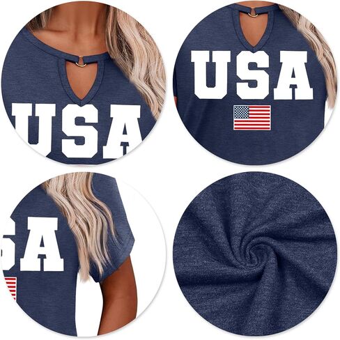 USA Flag Tee Shirt Women 4th of July Gift T Shirt Casual Short Sleeve American Proud T-Shirt Tops in Kuwait
