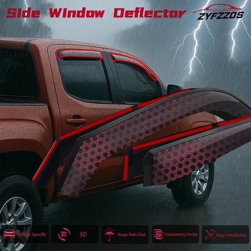Window Visors Rain Guards FIT 2009-2014 Ford F-150 SuperCrew Cab, 2010-2014 F-150 SVT Raptor - Out-Channel Vent Deflectors, 4PCS Tape-On Smoke Shades Accessories in Saudi Arabia