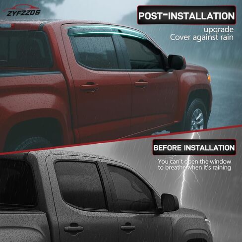 Window Visors Rain Guards FIT 2009-2014 Ford F-150 SuperCrew Cab, 2010-2014 F-150 SVT Raptor - Out-Channel Vent Deflectors, 4PCS Tape-On Smoke Shades Accessories in Saudi Arabia