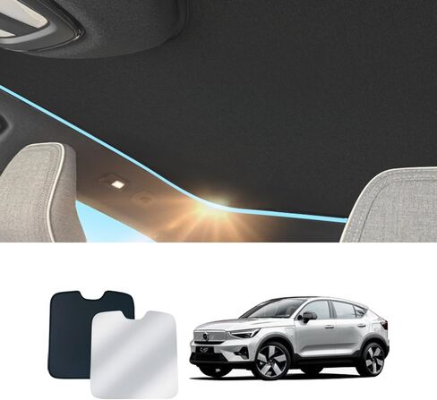 Foldable Roof Sunshade Compatible for Volvo c40 Recharge 2021-present ec40 Accessories Upgraded Heat Reflective Car Interior Window Sunroof Sun Shade (Black) in Saudi Arabia