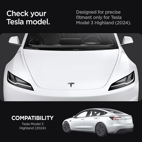 Spigen Front Emblem Logo Full Cover Sticker Designed for Tesla Model 3 2025/2024 Refresh (Highland) - Black in Kuwait