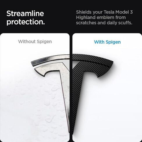 Spigen Front Emblem Logo Full Cover Sticker Designed for Tesla Model 3 2025/2024 Refresh (Highland) - Black in Kuwait