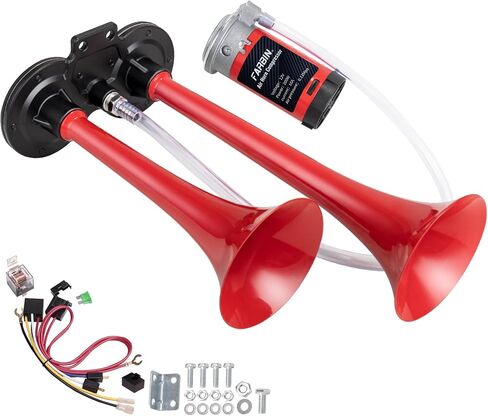 قرن قطار Farbin للسيارة Super Loud Air Horn 12V 150dB Dual Truck Horns Kit مع الضاغط وزر أي سيارات شاحنات السيارات in Kuwait