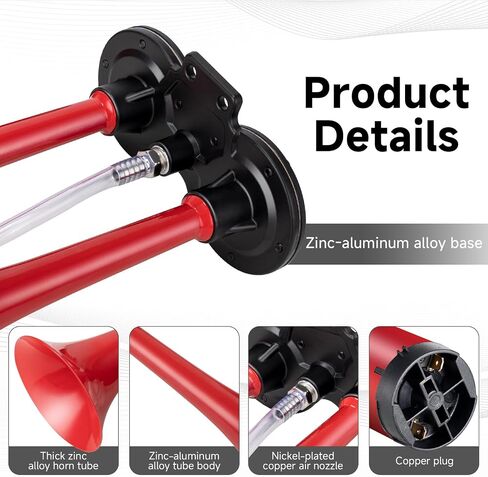 قرن قطار Farbin للسيارة Super Loud Air Horn 12V 150dB Dual Truck Horns Kit مع الضاغط وزر أي سيارات شاحنات السيارات in Kuwait