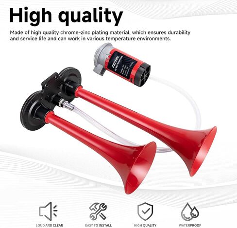 قرن قطار Farbin للسيارة Super Loud Air Horn 12V 150dB Dual Truck Horns Kit مع الضاغط وزر أي سيارات شاحنات السيارات in Kuwait
