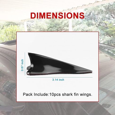 RULLINE 10pcs/Set Diffuser Shark Fin Kit Compatible with Spoiler Roof Wing Air Vortex Generator Black in Kuwait