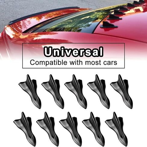 RULLINE 10pcs/Set Diffuser Shark Fin Kit Compatible with Spoiler Roof Wing Air Vortex Generator Black in Kuwait