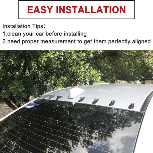 RULLINE 10pcs/Set Diffuser Shark Fin Kit Compatible with Spoiler Roof Wing Air Vortex Generator Black in Kuwait
