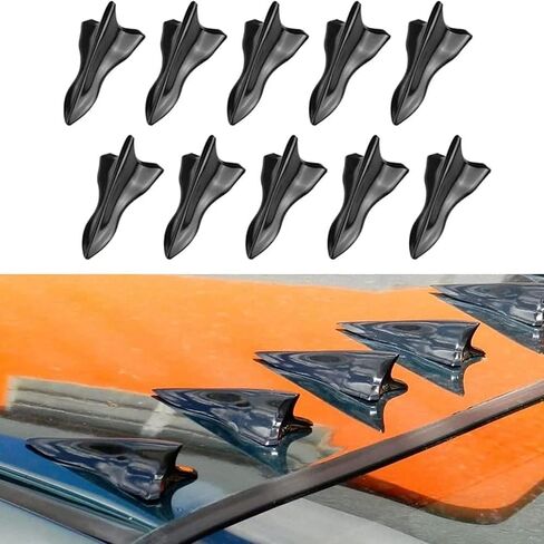 RULLINE 10pcs/Set Diffuser Shark Fin Kit Compatible with Spoiler Roof Wing Air Vortex Generator Black in Kuwait