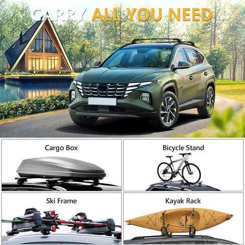 220lbs Lockable Roof Rack Cross Bars Compatible with Hyundai Tucson 2016-2025 SE/SEL/N Line/Limited, Heavy Duty Anti-Theft Aluminum Roof Rails Crossbars Cargo Carrier Bag Black Bike in Saudi Arabia
