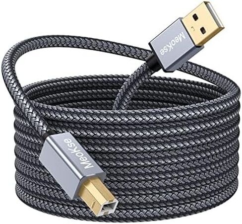 Meokse Printer Cable 50ft ، USB Printer Cord 2.0 Type A من الذكور إلى B الذكور الماسح الضوئي كبلات عالية المتوافقة مع HP و Canon و Dell و Epson و Lexmark و Xerox و Samsung والمزيد in Kuwait