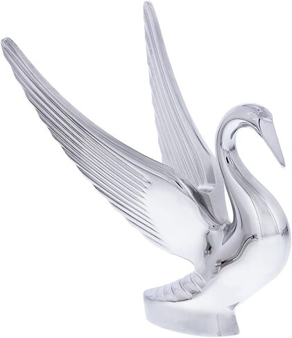 United Pacific 72001 Heavy-Duty Chrome Swan Hood Ornament, Cast Metal, Universal Two Stud Install, Detailed Design - ONE Unit in Kuwait