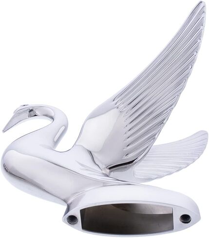United Pacific 72001 Heavy-Duty Chrome Swan Hood Ornament, Cast Metal, Universal Two Stud Install, Detailed Design - ONE Unit in Kuwait