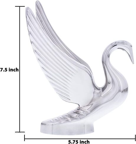 United Pacific 72001 Heavy-Duty Chrome Swan Hood Ornament, Cast Metal, Universal Two Stud Install, Detailed Design - ONE Unit in Kuwait