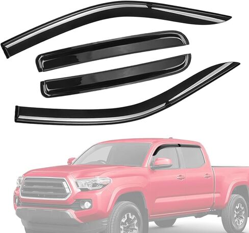 Window Visors Rain Guards FIT 2009-2014 Ford F-150 SuperCrew Cab, 2010-2014 F-150 SVT Raptor - Out-Channel Vent Deflectors, 4PCS Tape-On Smoke Shades Accessories in Saudi Arabia