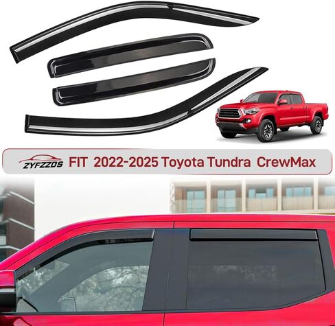 Window Visors Rain Guards FIT 2009-2014 Ford F-150 SuperCrew Cab, 2010-2014 F-150 SVT Raptor - Out-Channel Vent Deflectors, 4PCS Tape-On Smoke Shades Accessories in Saudi Arabia