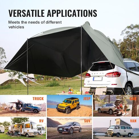 VEVOR Versatility Camping Tent - Moonshade Awning Auto Canopy with UV50+ Protection & PU3000mm Water Resistance, Ideal for Truck Bed, SUV, RV, Van, and Trailer Overlanding Gear, Tear-Resistant in Saudi Arabia