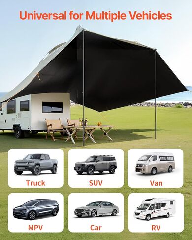 VEVOR Versatility Camping Tent - Moonshade Awning Auto Canopy with UV50+ Protection & PU3000mm Water Resistance, Ideal for Truck Bed, SUV, RV, Van, and Trailer Overlanding Gear, Tear-Resistant in Saudi Arabia