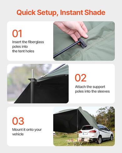 VEVOR Versatility Camping Tent - Moonshade Awning Auto Canopy with UV50+ Protection & PU3000mm Water Resistance, Ideal for Truck Bed, SUV, RV, Van, and Trailer Overlanding Gear, Tear-Resistant in Saudi Arabia