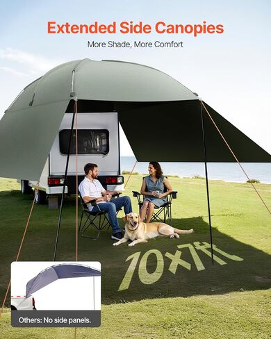 VEVOR Versatility Camping Tent - Moonshade Awning Auto Canopy with UV50+ Protection & PU3000mm Water Resistance, Ideal for Truck Bed, SUV, RV, Van, and Trailer Overlanding Gear, Tear-Resistant in Saudi Arabia