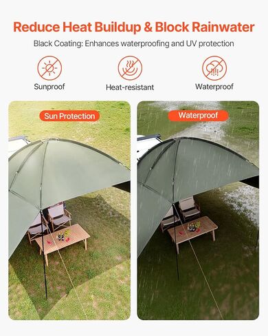 VEVOR Versatility Camping Tent - Moonshade Awning Auto Canopy with UV50+ Protection & PU3000mm Water Resistance, Ideal for Truck Bed, SUV, RV, Van, and Trailer Overlanding Gear, Tear-Resistant in Saudi Arabia