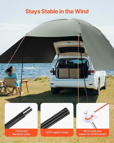 VEVOR Versatility Camping Tent - Moonshade Awning Auto Canopy with UV50+ Protection & PU3000mm Water Resistance, Ideal for Truck Bed, SUV, RV, Van, and Trailer Overlanding Gear, Tear-Resistant in Saudi Arabia