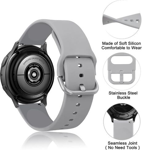4 PACK Bands Compatible with Samsung Galaxy Watch 4 Band 40mm 44mm, Galaxy Watch 4 Classic Band 42mm 46mm, Galaxy Watch 5 Bands, Galaxy Watch 5 Pro, 20mm Adjustable Silicone Sport Strap Replacement Band for Galaxy Watch 4 / 5 Women Men (4Pack E) in Kuwait