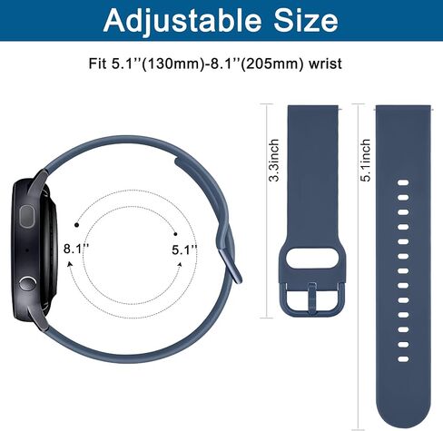4 PACK Bands Compatible with Samsung Galaxy Watch 4 Band 40mm 44mm, Galaxy Watch 4 Classic Band 42mm 46mm, Galaxy Watch 5 Bands, Galaxy Watch 5 Pro, 20mm Adjustable Silicone Sport Strap Replacement Band for Galaxy Watch 4 / 5 Women Men (4Pack E) in Kuwait
