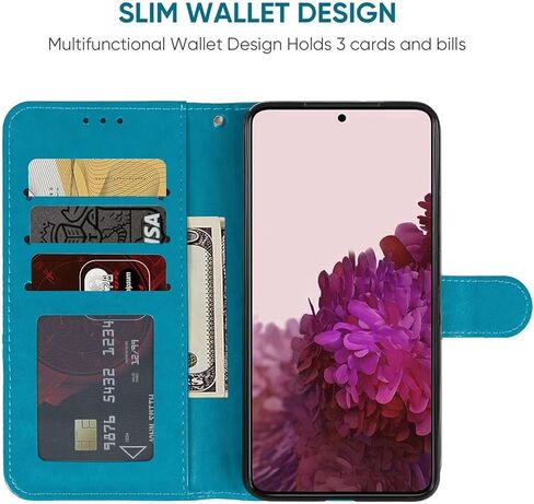 حالة من Galaxy S22 Plus ، Samsung S22+ 5G S906U محفظة مع واقي شاشة زجاجي مقسى ، حامل بطاقة الائتمان من جلدي ل Samsung Galaxy S22+ 5G Rose Gold in Kuwait