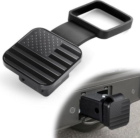 UYYE 2 Inch Rubber Trailer Hitch Cover, American Flag Rubber Tow Tube Cover Plug Cap, Car Exterior Accessories Fits for Most Vehicles Hitch Receivers, Hitch Cover Tube Plug Cap (Black) in Kuwait