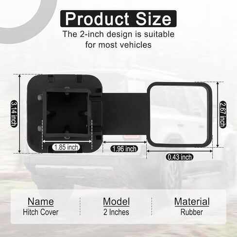 UYYE 2 Inch Rubber Trailer Hitch Cover, American Flag Rubber Tow Tube Cover Plug Cap, Car Exterior Accessories Fits for Most Vehicles Hitch Receivers, Hitch Cover Tube Plug Cap (Black) in Kuwait