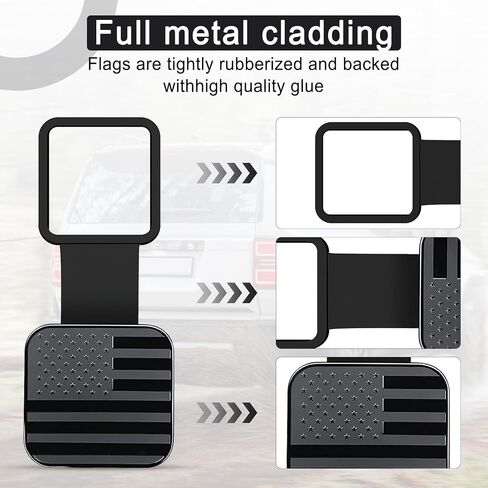 UYYE 2 Inch Rubber Trailer Hitch Cover, American Flag Rubber Tow Tube Cover Plug Cap, Car Exterior Accessories Fits for Most Vehicles Hitch Receivers, Hitch Cover Tube Plug Cap (Black) in Kuwait