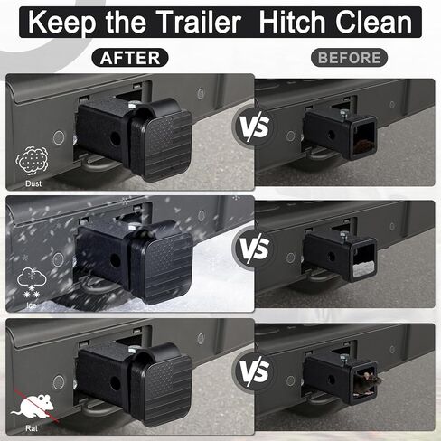 UYYE 2 Inch Rubber Trailer Hitch Cover, American Flag Rubber Tow Tube Cover Plug Cap, Car Exterior Accessories Fits for Most Vehicles Hitch Receivers, Hitch Cover Tube Plug Cap (Black) in Kuwait