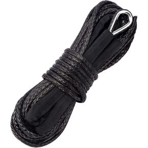 Metoware Synthetic Winch Rope ، 1/4 "× 50 قدمًا 10000 رطل خط كابل Winch مع غلاف واقٍ يناسب سيارة UTV ATV SUV (أسود)